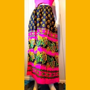 Vintage 60s Psychedelic Kaleidoscope Boho Maxi Skirt